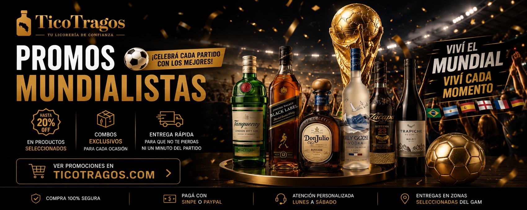 Promos Mundialistas — hasta 20% off en productos seleccionados en TicoTragos